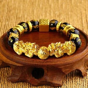 Gold-Plated Double Pixiu Bracelet - Extreme Wealth &
