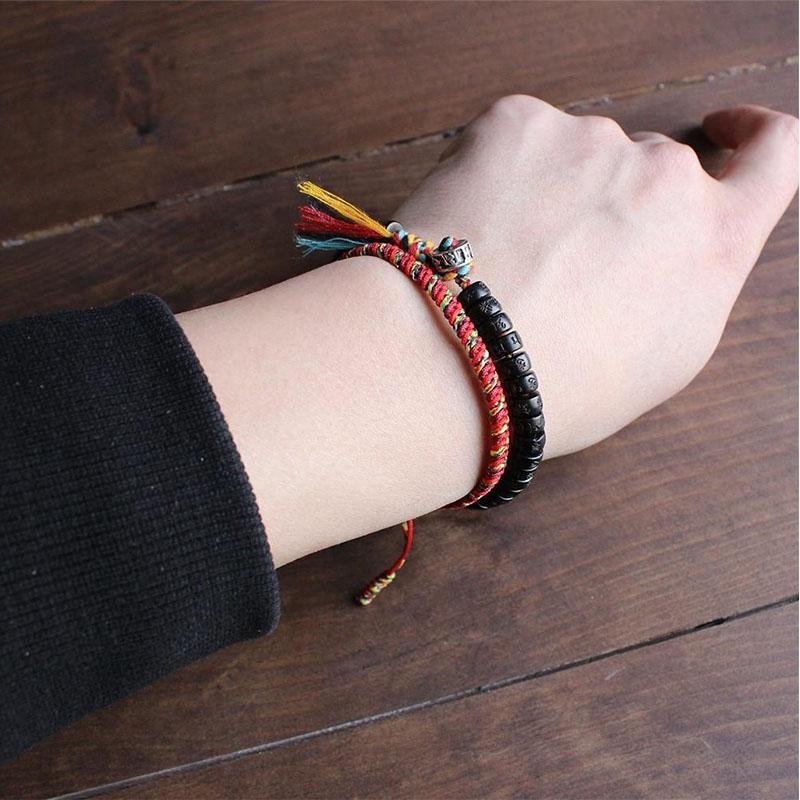 Coconut Shell Beads Bracelet with Engraved Mantra - Image 5