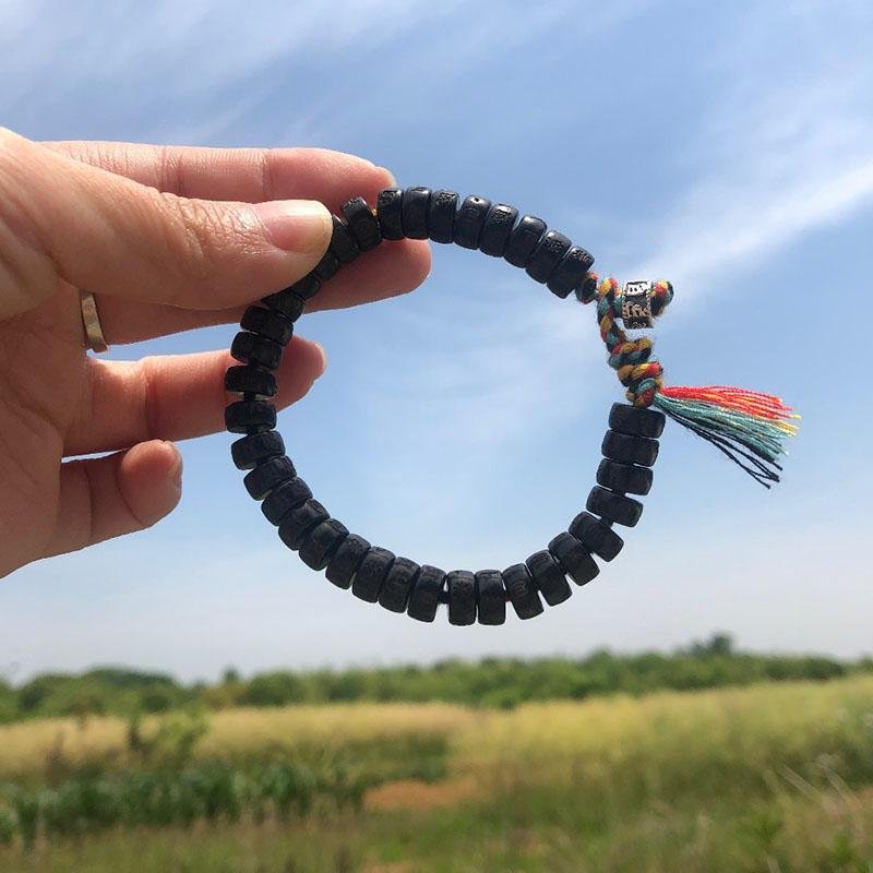 Coconut Shell Beads Bracelet with Engraved Mantra - Image 4