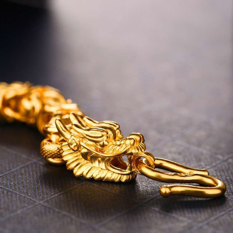Double-Headed Golden Dragon Luck Bracelet - Image 2