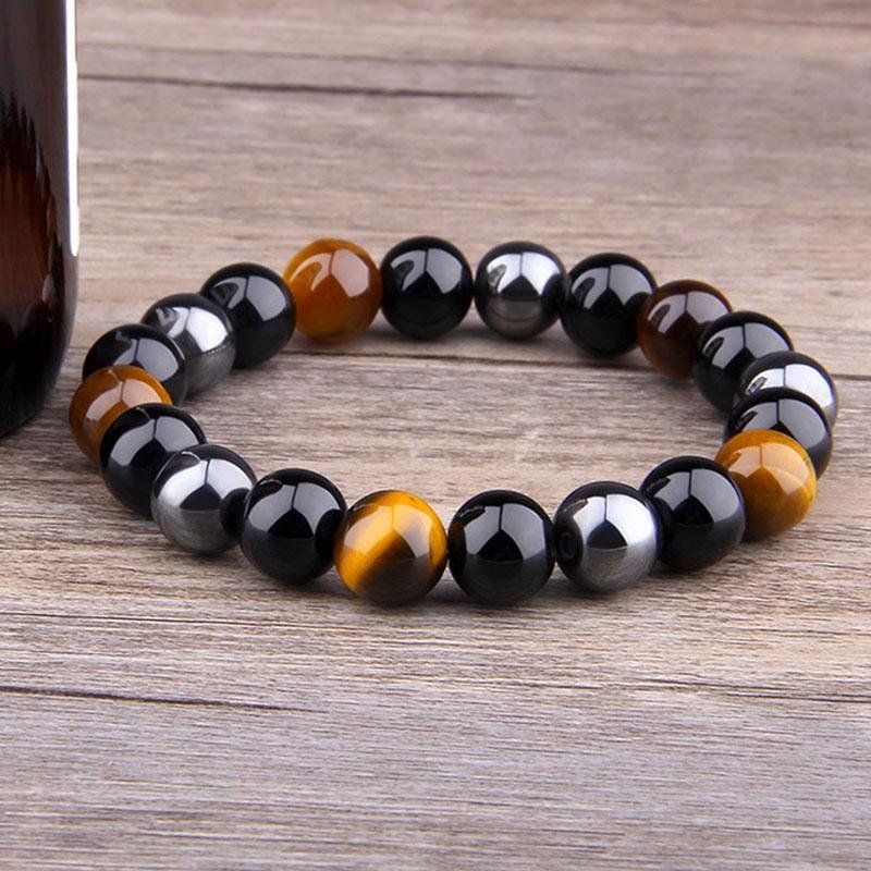 Triple Protection Bracelet - Tiger’s Eye, Obsidian, Hematite - Image 5