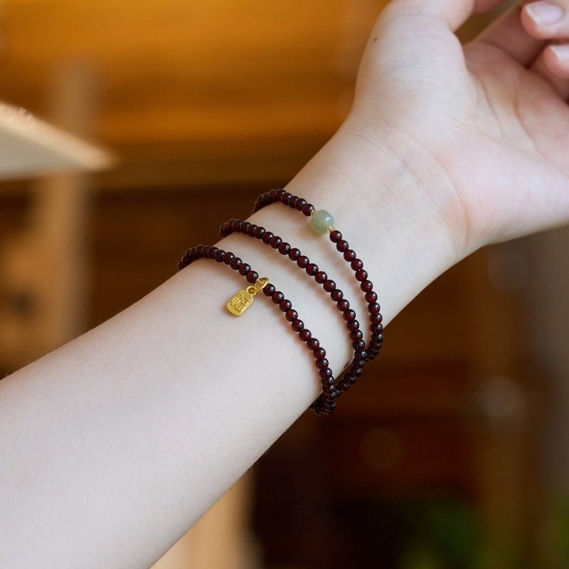 Red Garnet Beads Fu Wealth Bracelet - Image 5